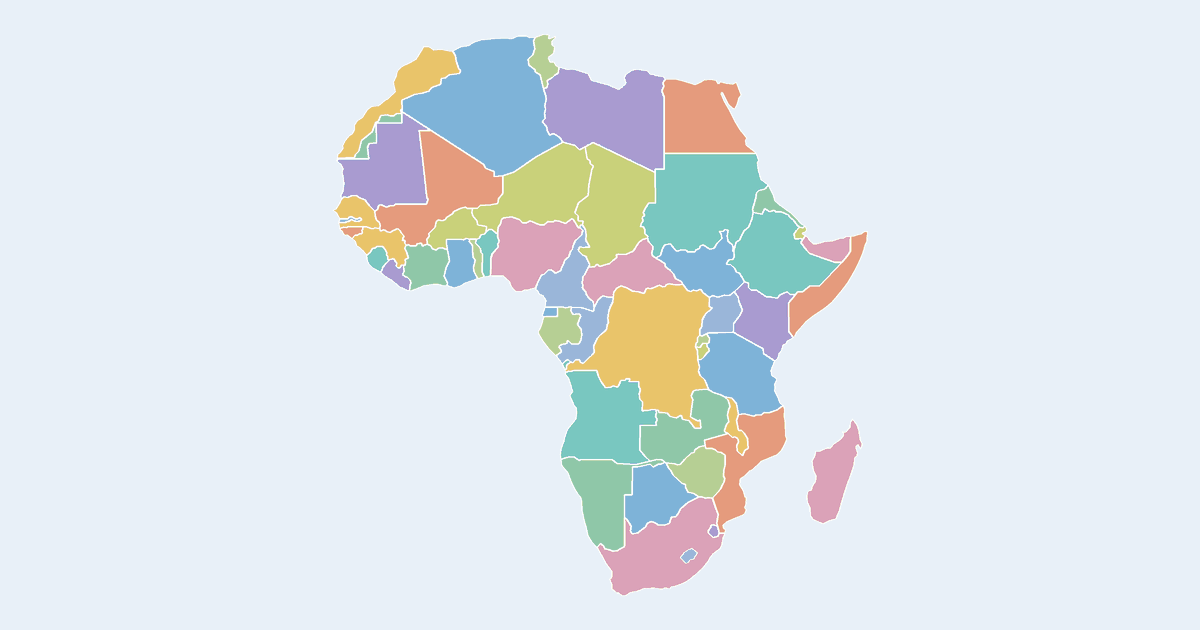 Map of Africa showing its countries