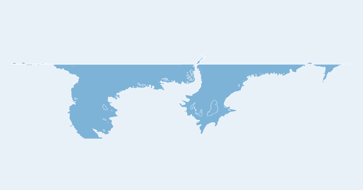 Map of Antarctica showing all 2 states, provinces and regions
