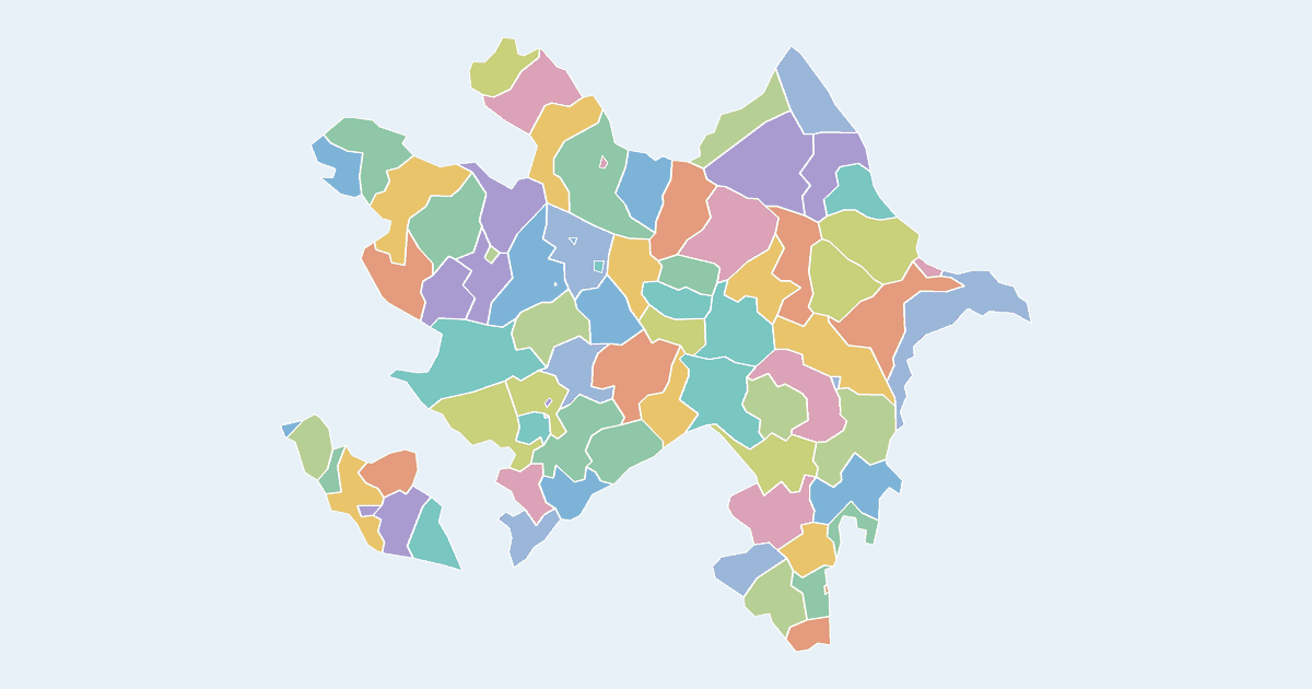 Map of Azerbaijan showing all 78 districts
