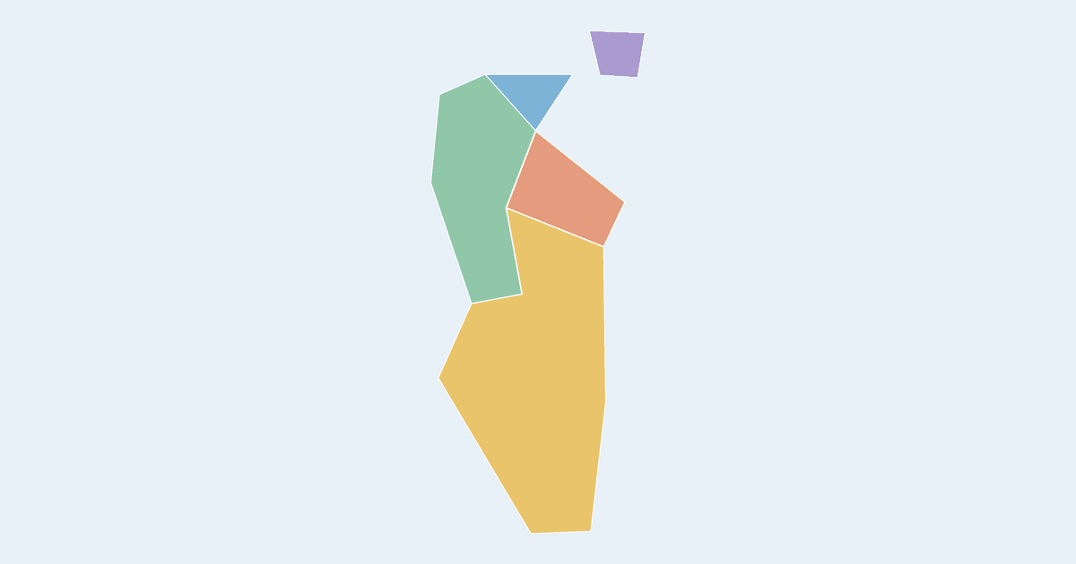 Map of Bahrain showing all 5 states, provinces and regions