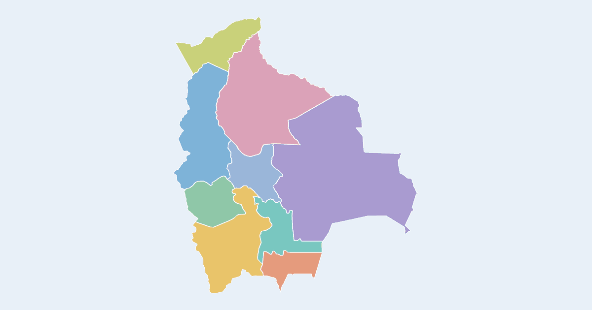 Map of Bolivia showing all 9 departments