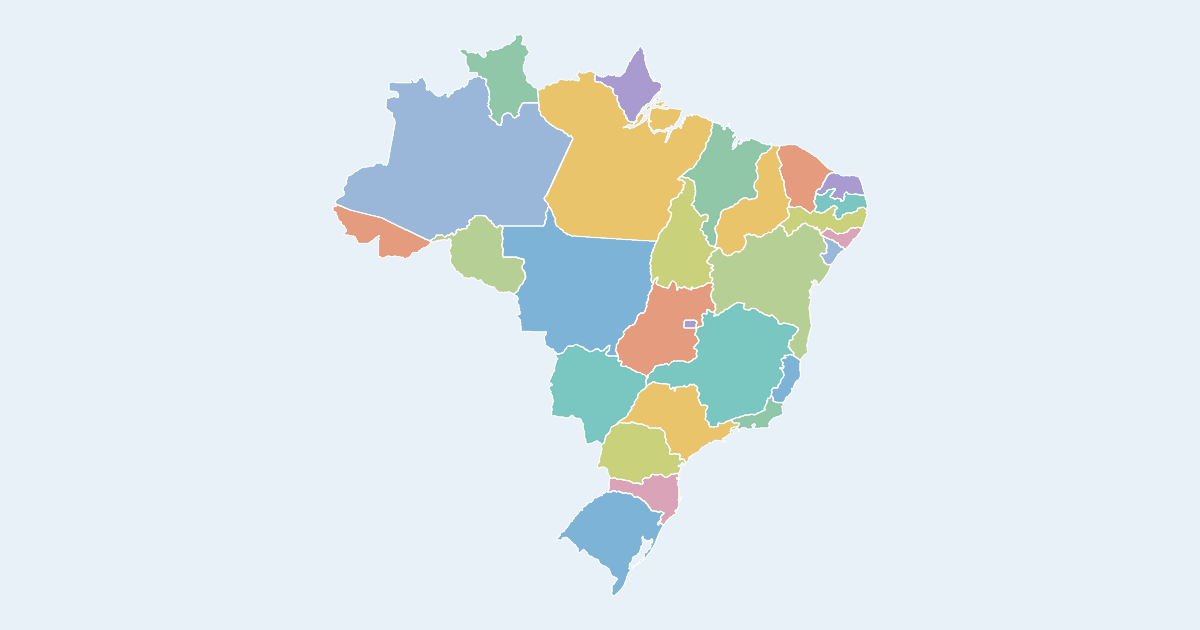 Map of Brazil showing all 27 states