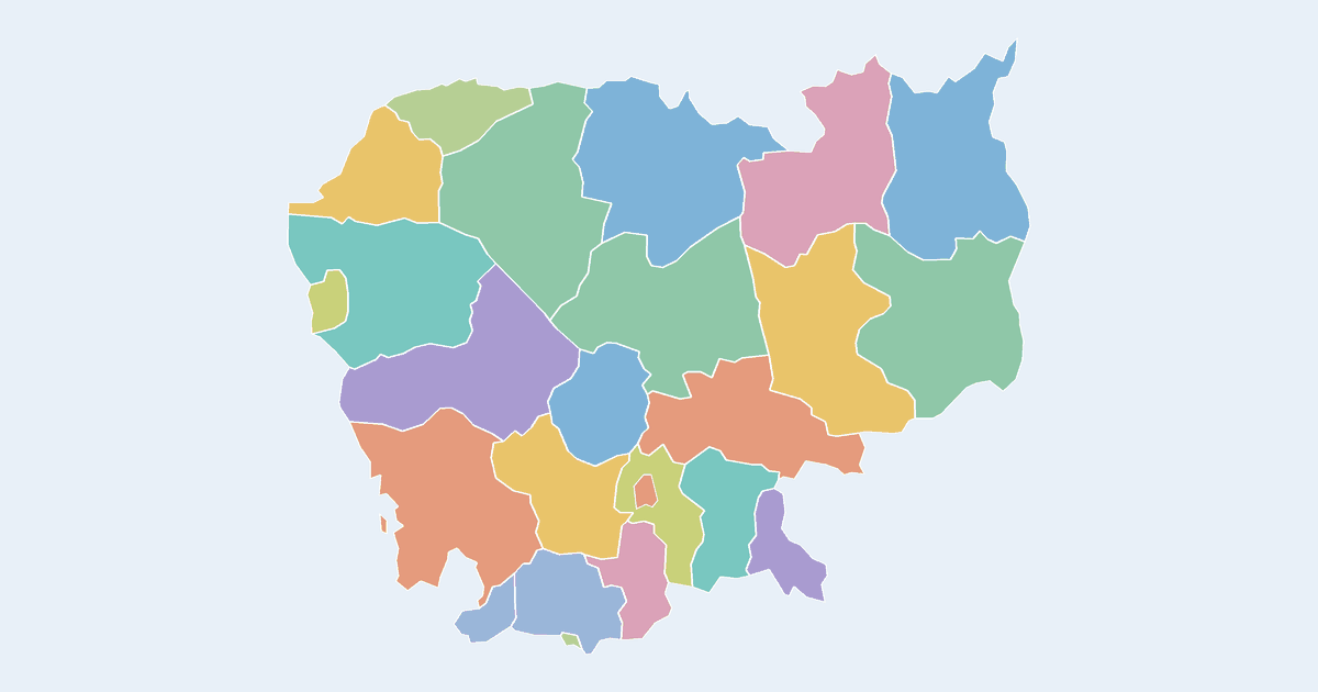 Map of Cambodia showing all 24 provinces