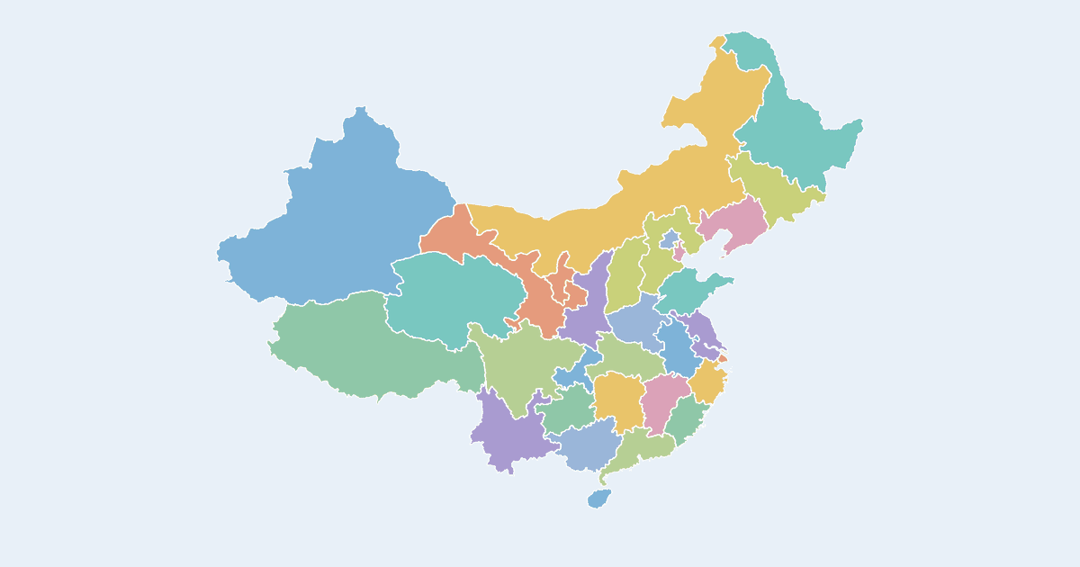 Map of China showing all 32 province-level divisions