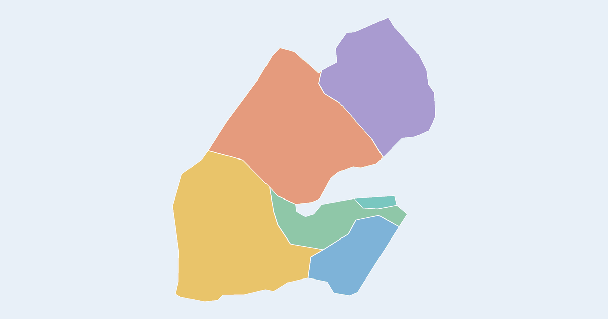 Map of Djibouti showing all 6 states, provinces and regions