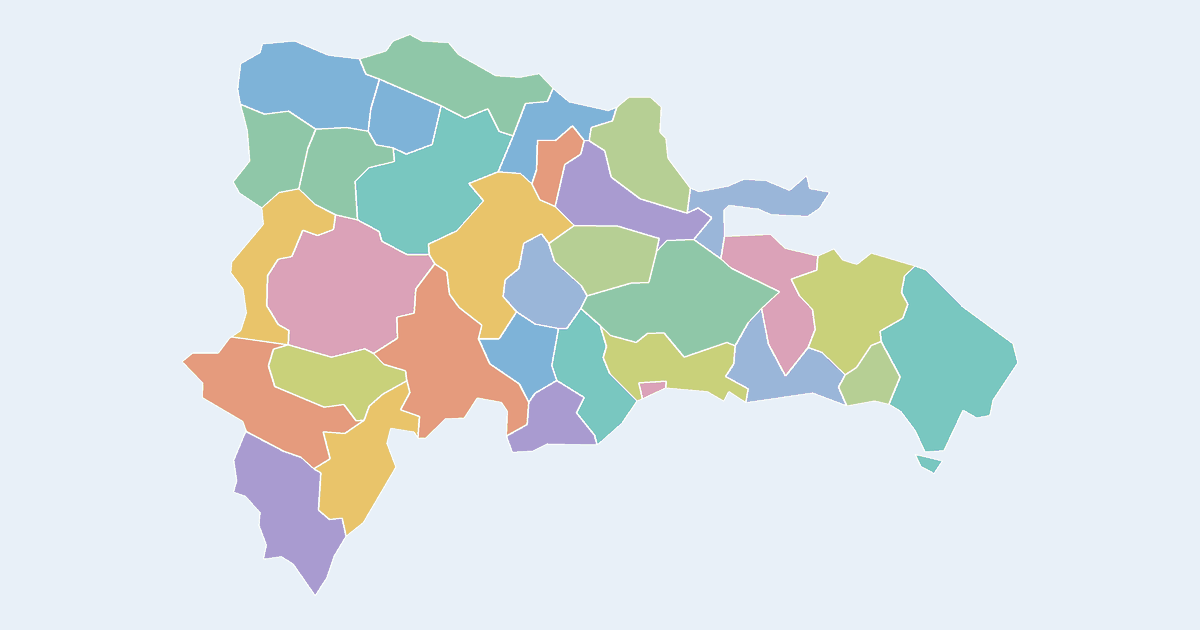 Map of Dominican Republic showing all 32 provinces