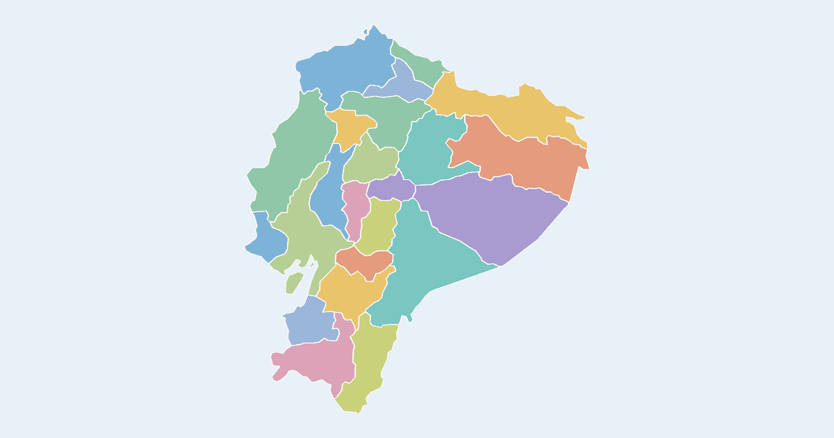 Map of Ecuador showing all 24 provinces