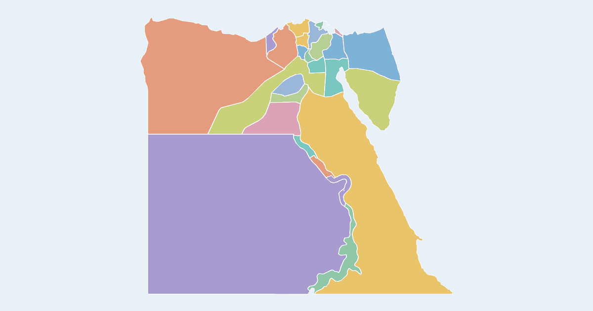 Map of Egypt showing all 27 governorates
