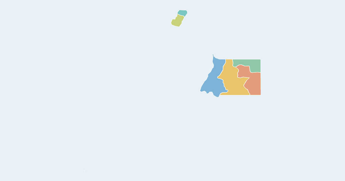 Map of Equatorial Guinea showing all 7 states, provinces and regions