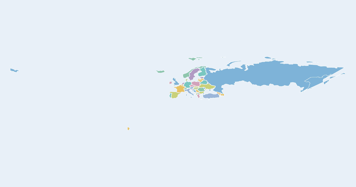 Map of Europe showing its countries