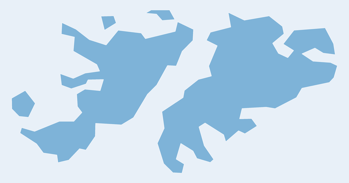 Map of Falkland Islands showing all 1 states, provinces and regions