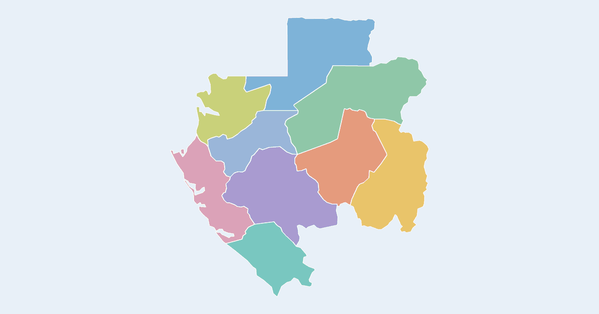 Map of Gabon showing all 9 provinces