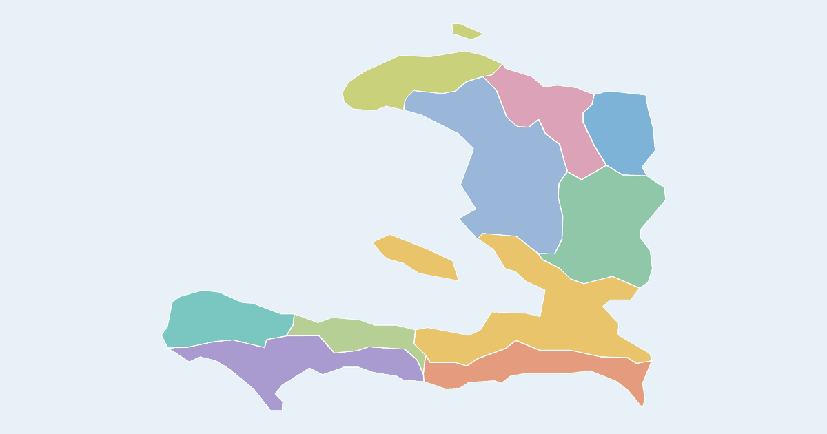 Map of Haiti showing all 10 departments
