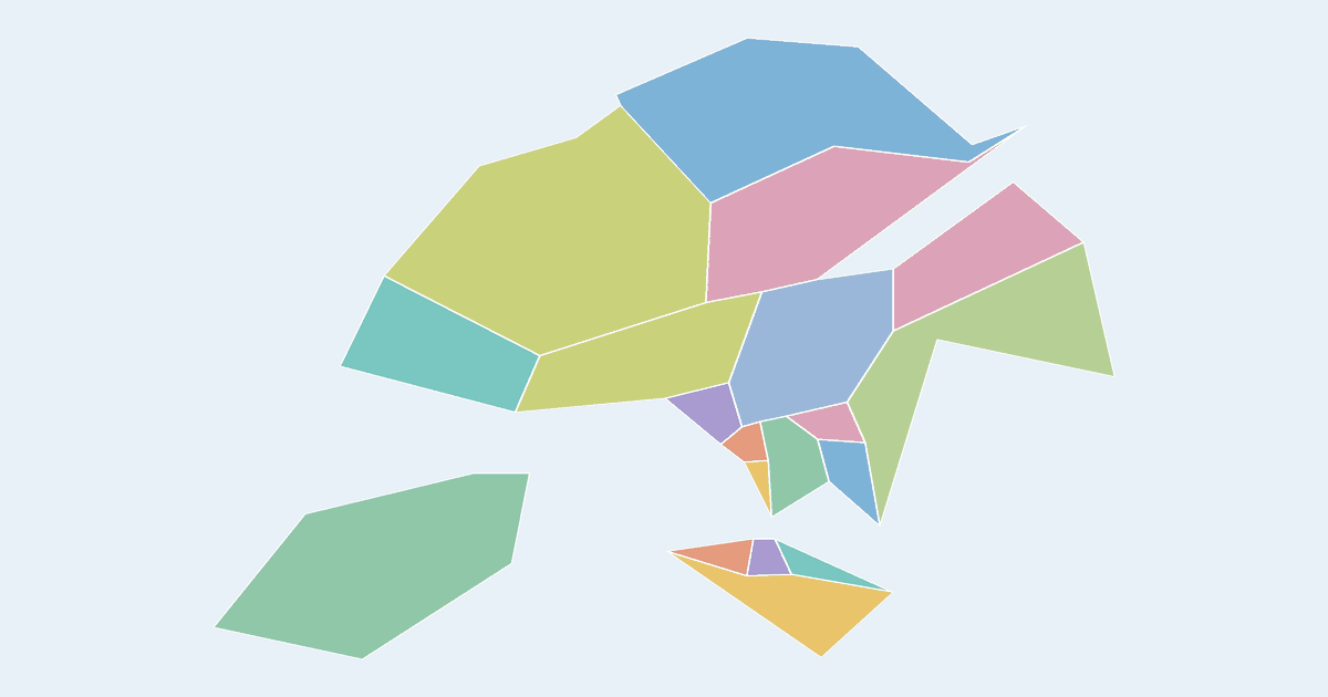 Map of Hong Kong S.A.R. showing all 18 states, provinces and regions