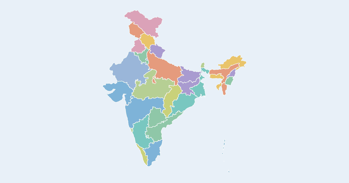 Map of India showing its states and union territories