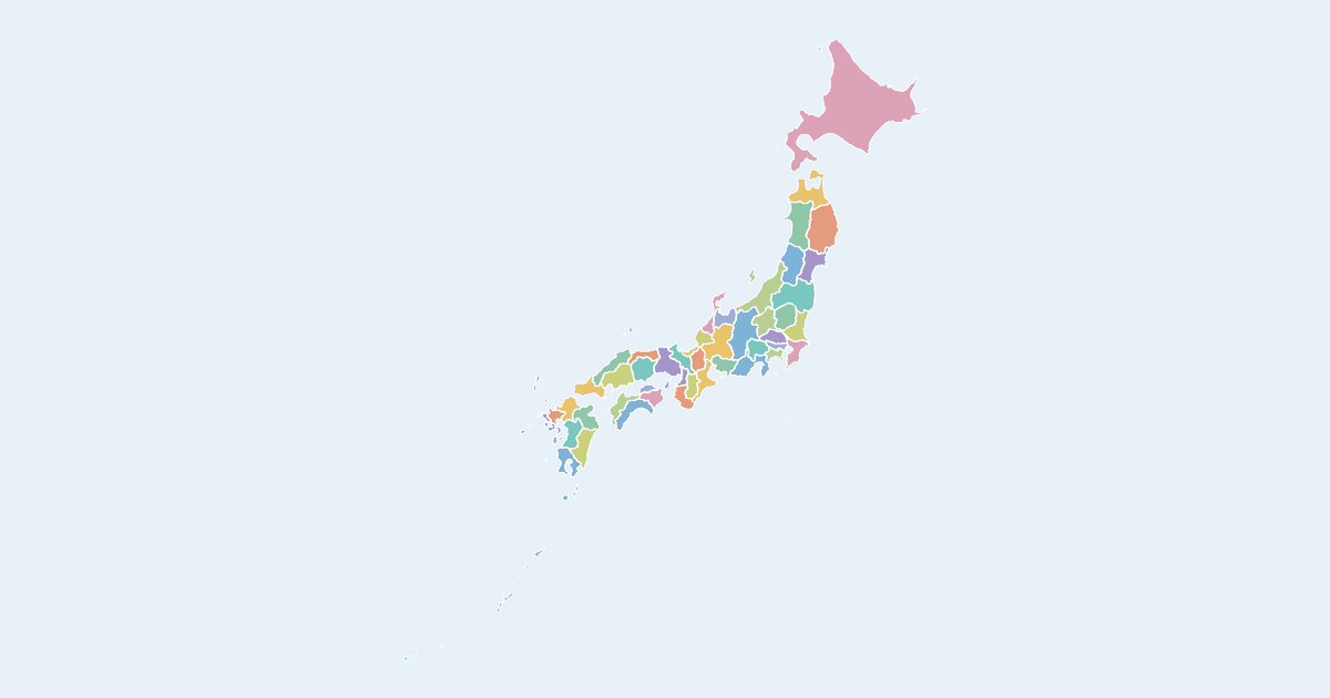 Map of Japan showing all 47 prefectures