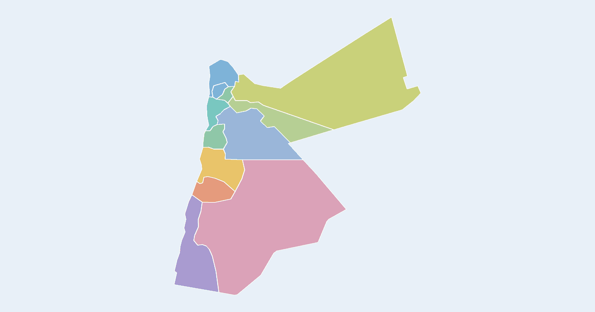 Map of Jordan showing all 12 governorates