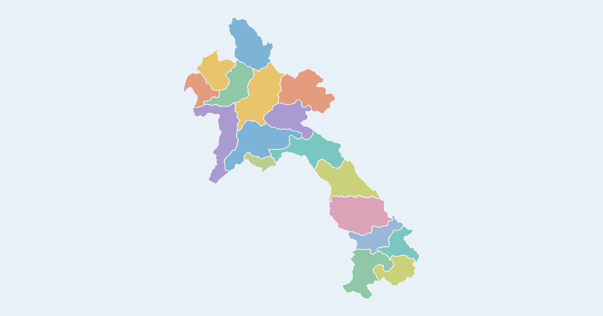 Map of Laos showing all 17 provinces