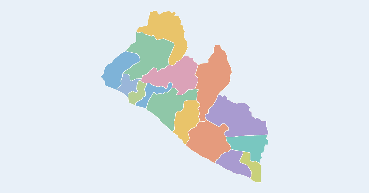 Map of Liberia showing all 15 counties