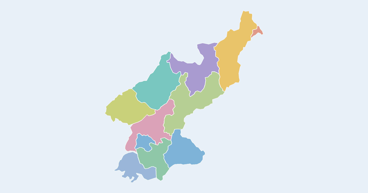 Map of North Korea showing all 11 provinces