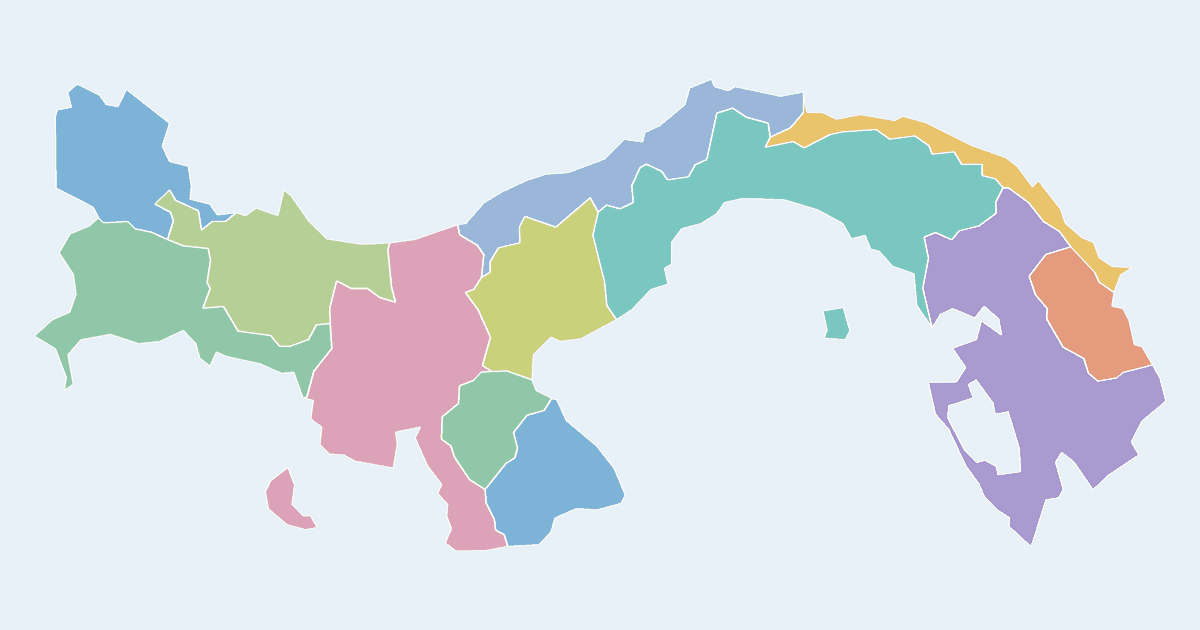 Map of Panama showing all 12 provinces