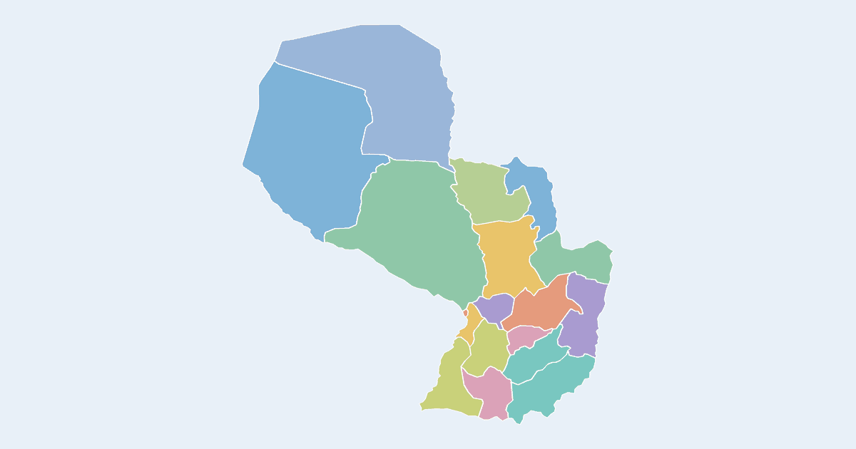 Map of Paraguay showing all 18 departments