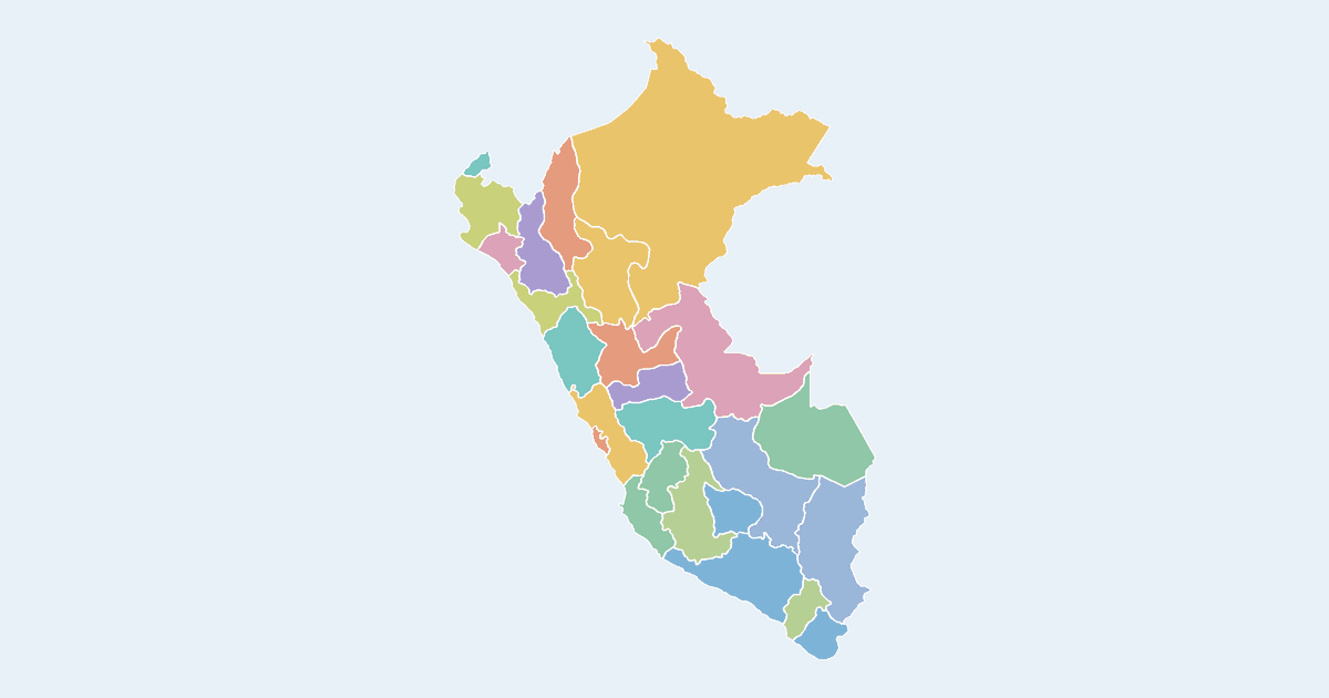 Map of Peru showing all 26 departments