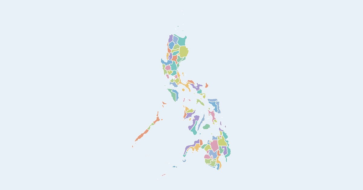 Map of Philippines showing all 118 provinces