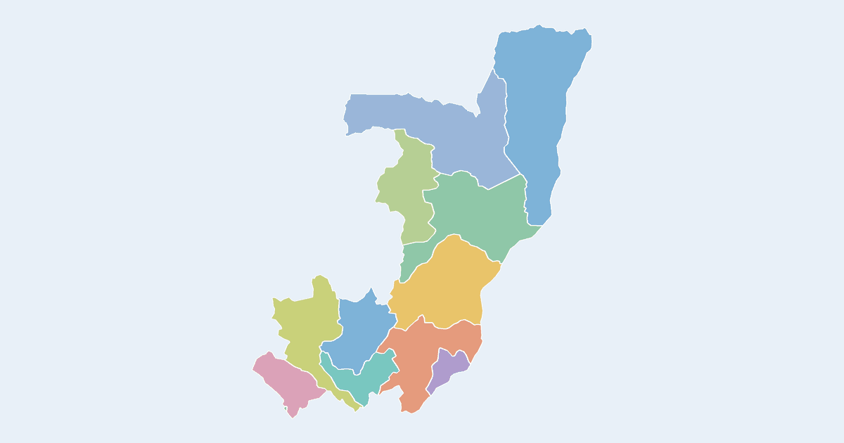 Map of Republic of the Congo showing all 12 departments