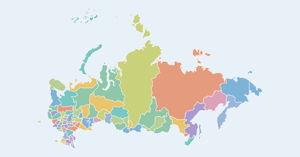 Map of Russia showing all 86 federal subjects