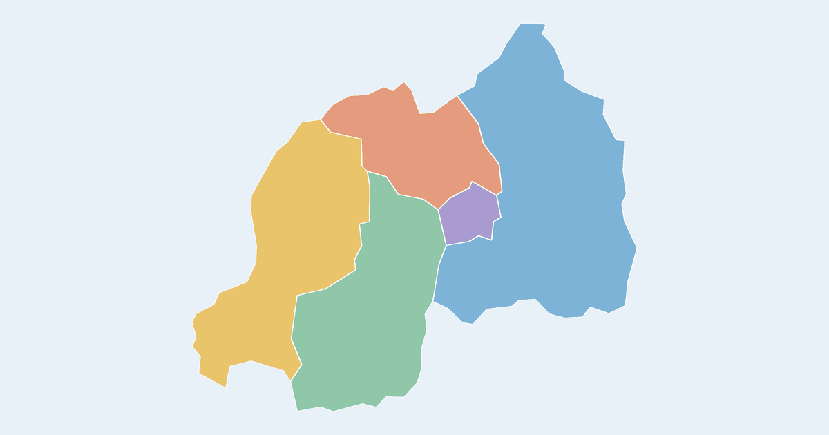 Map of Rwanda showing all 5 provinces