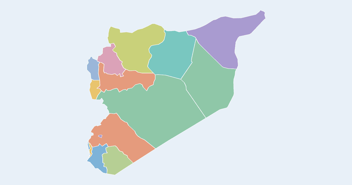 Map of Syria showing all 15 governorates