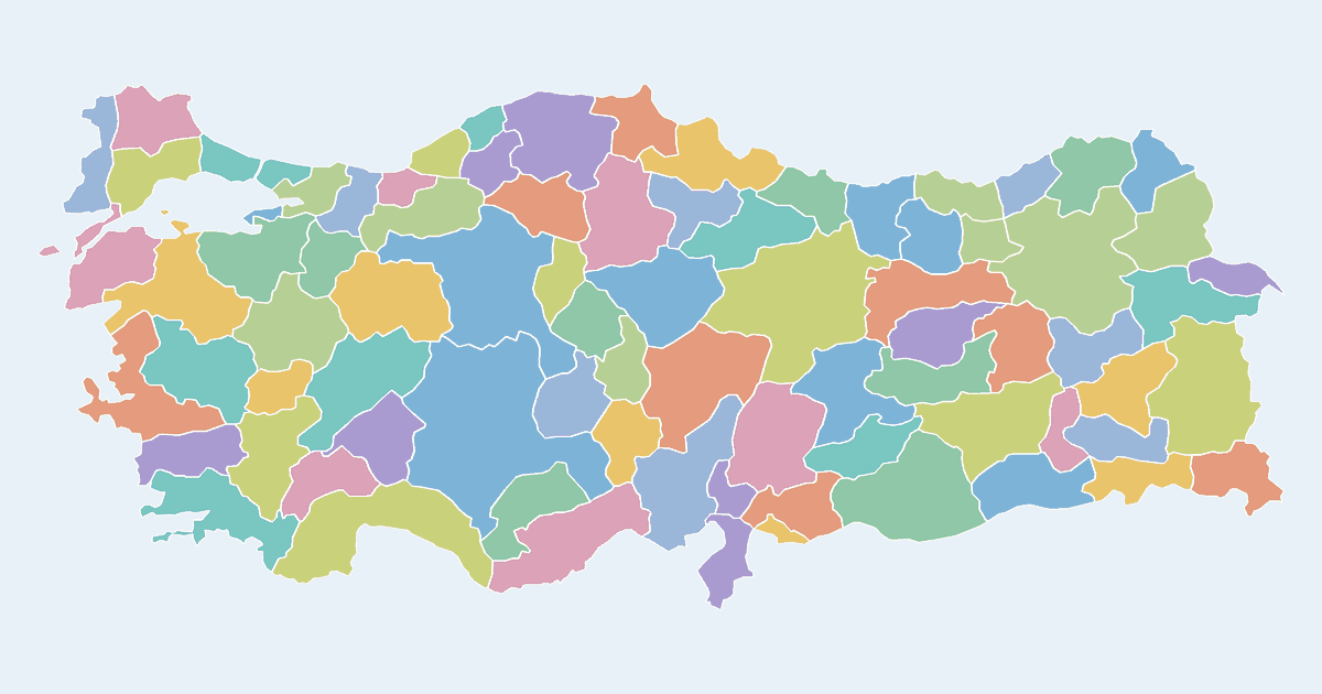 Map of Turkey showing all 81 provinces