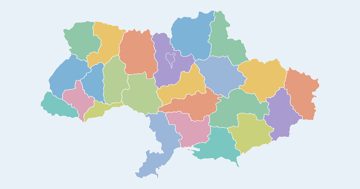 Map of Ukraine showing all 25 oblasts