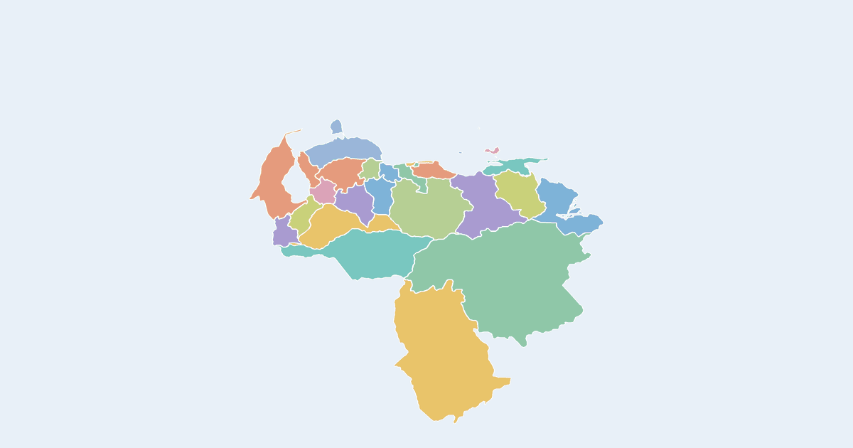 Map of Venezuela showing all 26 states