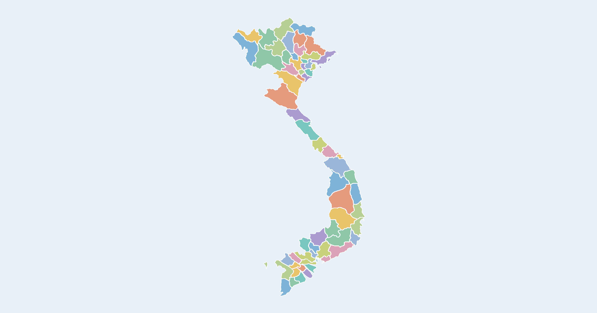 Map of Vietnam showing all 63 provinces