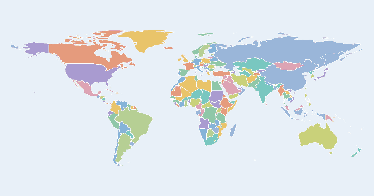 Map of the World showing its countries