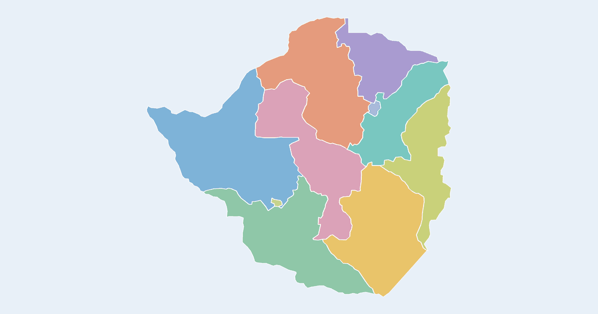Map of Zimbabwe showing all 10 provinces
